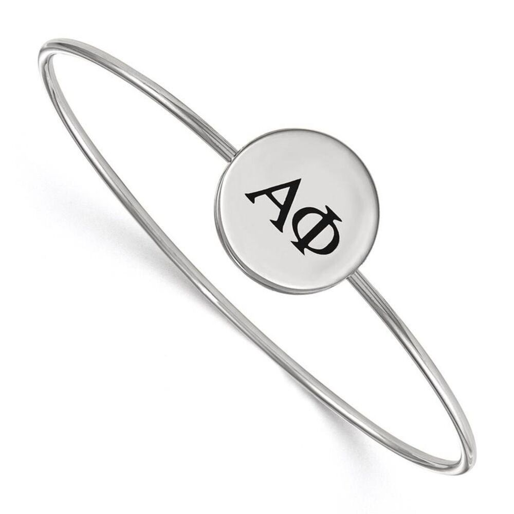 Sterling Silver Alpha Phi Enamel Greek Letters Bangle - 7 in.